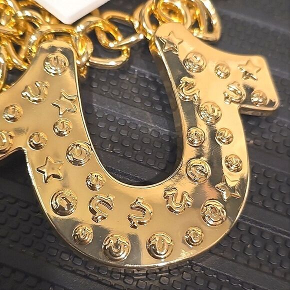 True Religion Embellished Horseshoe Logo Chain Belt